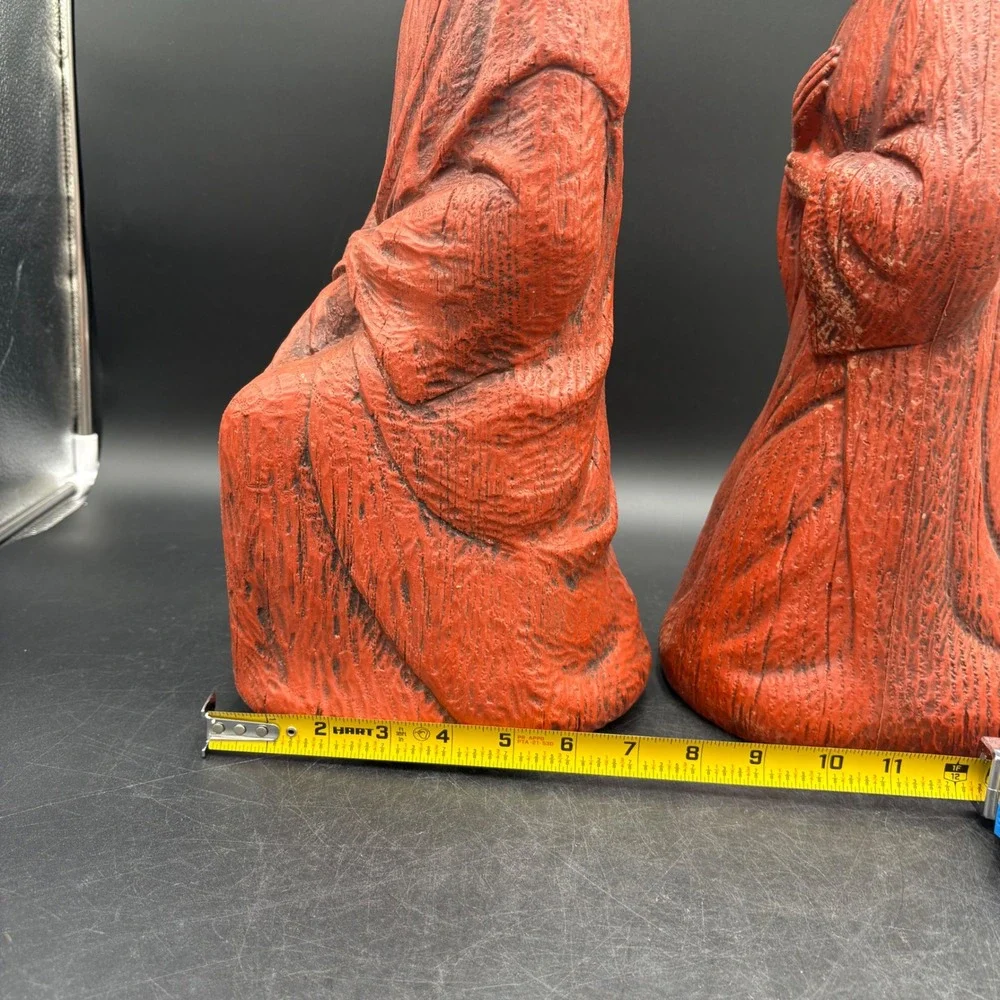 Empire Nativity Set Blow Mold Red 3pc Vtg Terracotta Faux Wood Grain Christmas